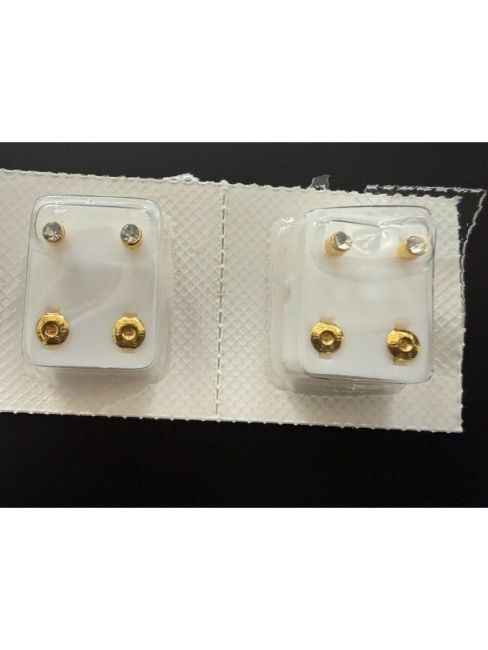 Starex Starter Stud Earrings 2 pairs yellow gold tone Stainless Steel Sealed